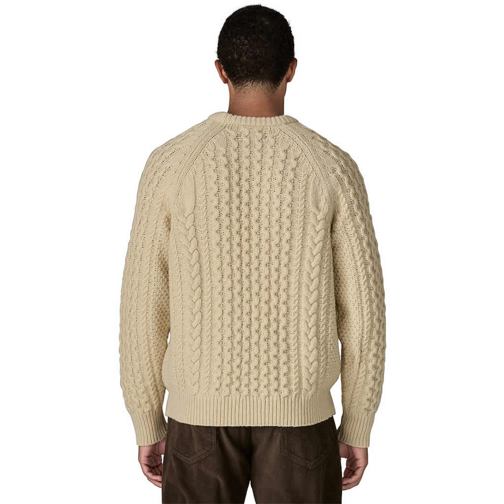 Recycled Wool-Blend Cable Knit Crewneck Sweater