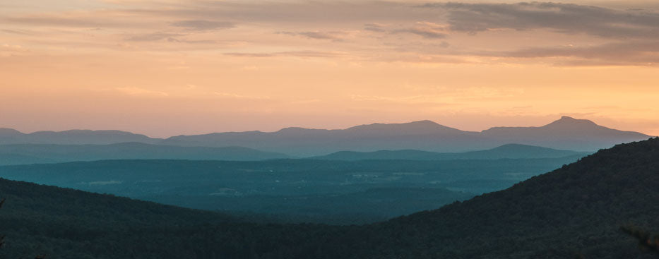 A sunset view of Camel's Hump during sunset on top of Owl's Head Mountain in Vermont. Photo: Zach Walbridge.