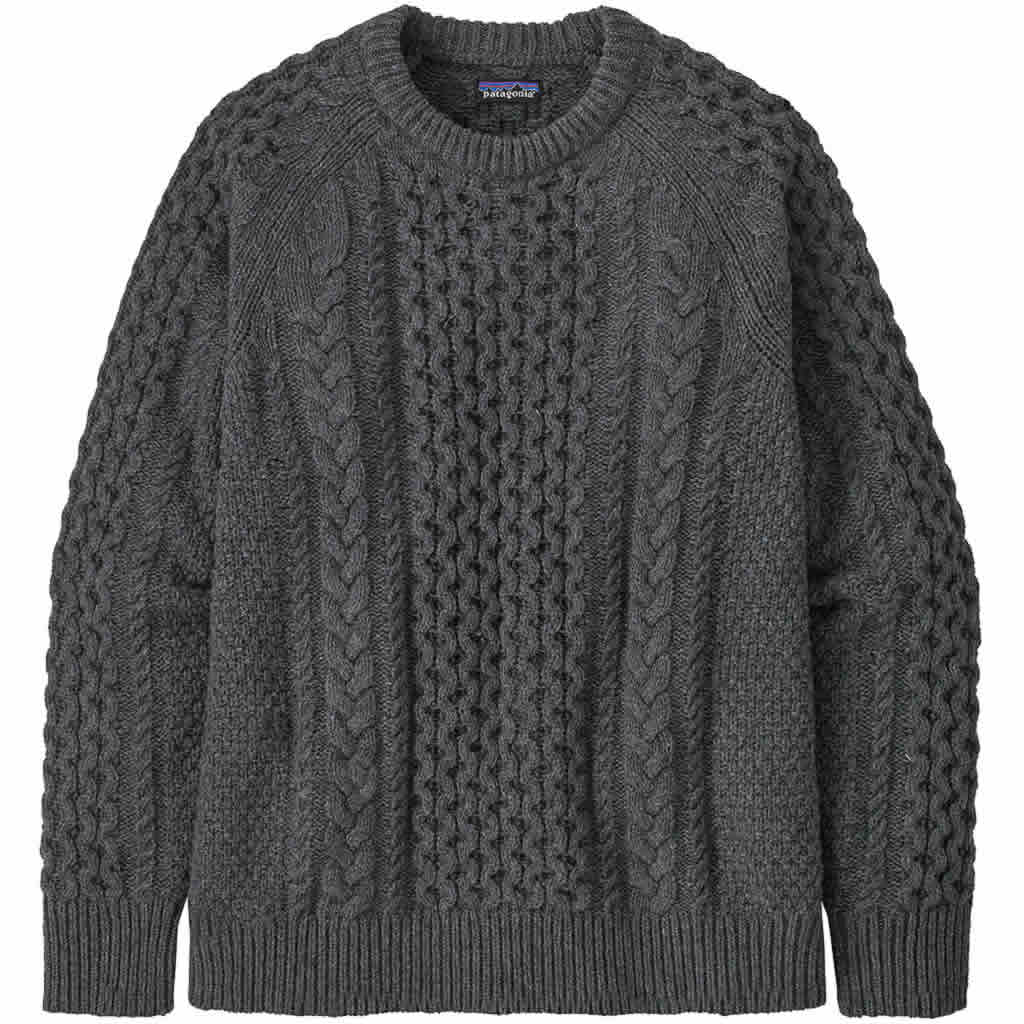 Recycled Wool-Blend Cable Knit Crewneck Sweater