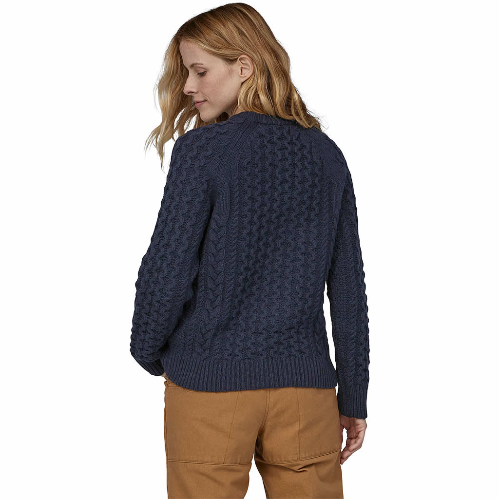 Recycled Wool-Blend Cable Knit Crewneck Sweater