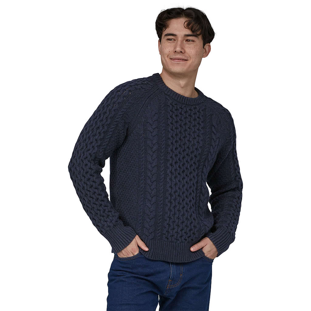 Recycled Wool-Blend Cable Knit Crewneck Sweater