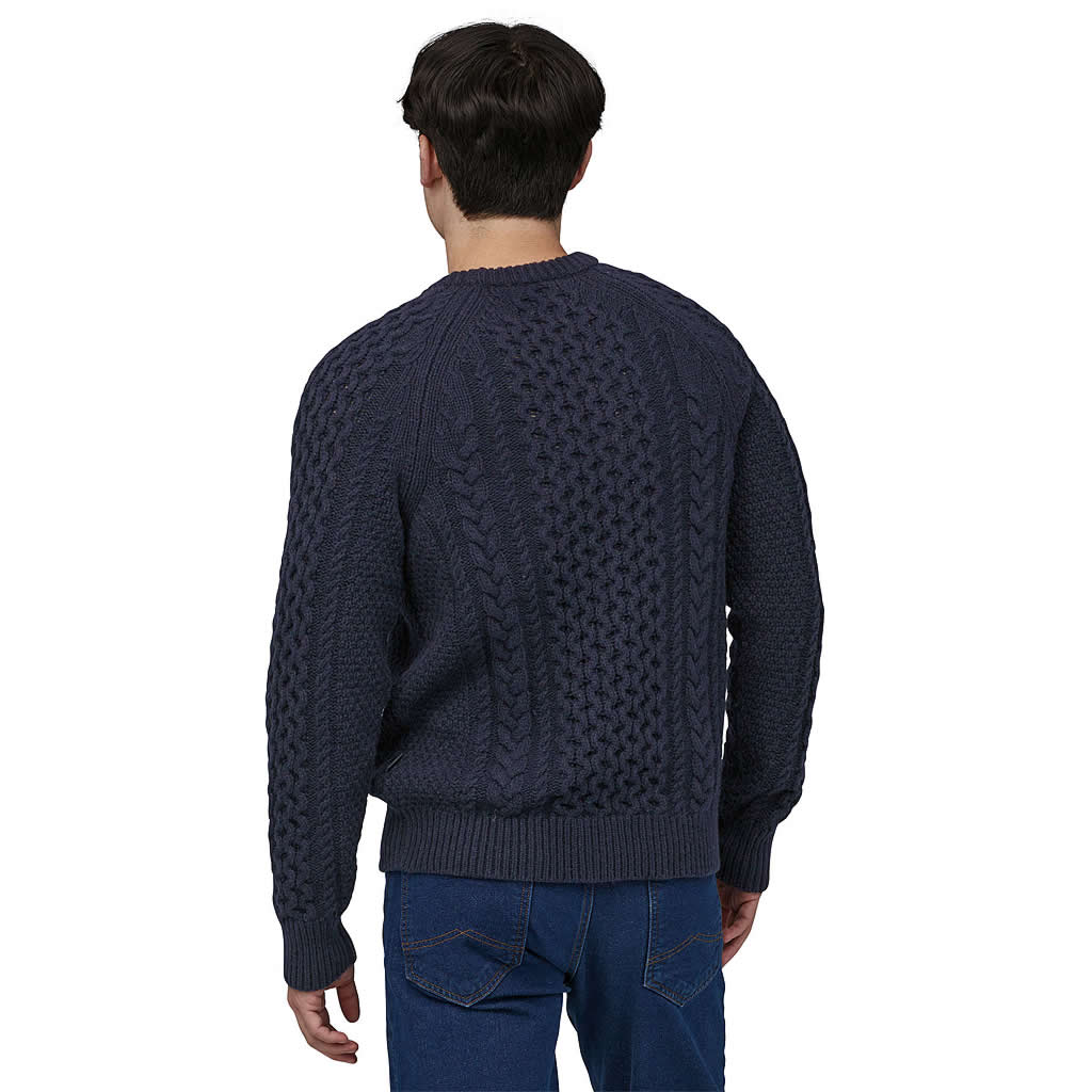 Recycled Wool-Blend Cable Knit Crewneck Sweater