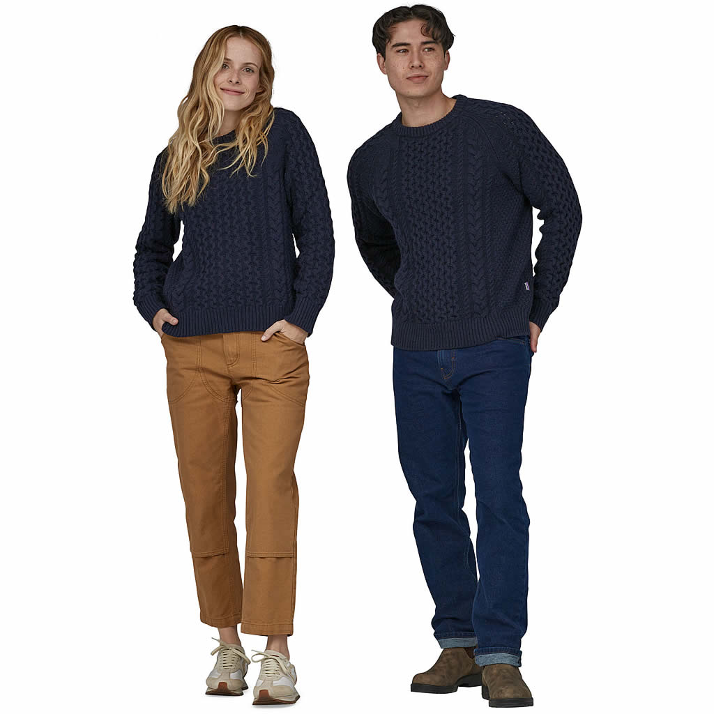 Recycled Wool-Blend Cable Knit Crewneck Sweater
