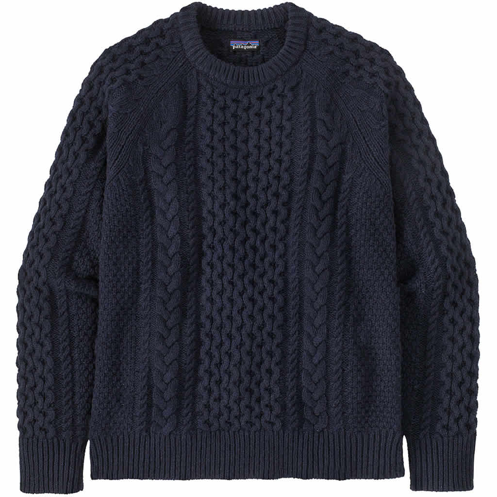 Recycled Wool-Blend Cable Knit Crewneck Sweater