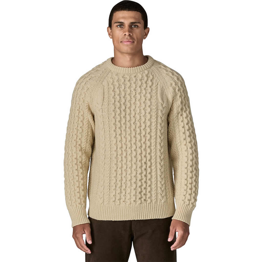 Recycled Wool-Blend Cable Knit Crewneck Sweater