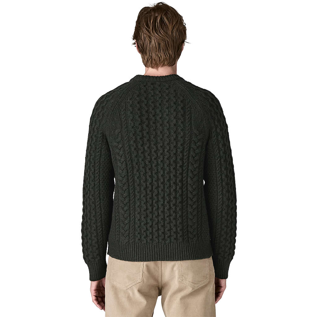 Recycled Wool-Blend Cable Knit Crewneck Sweater