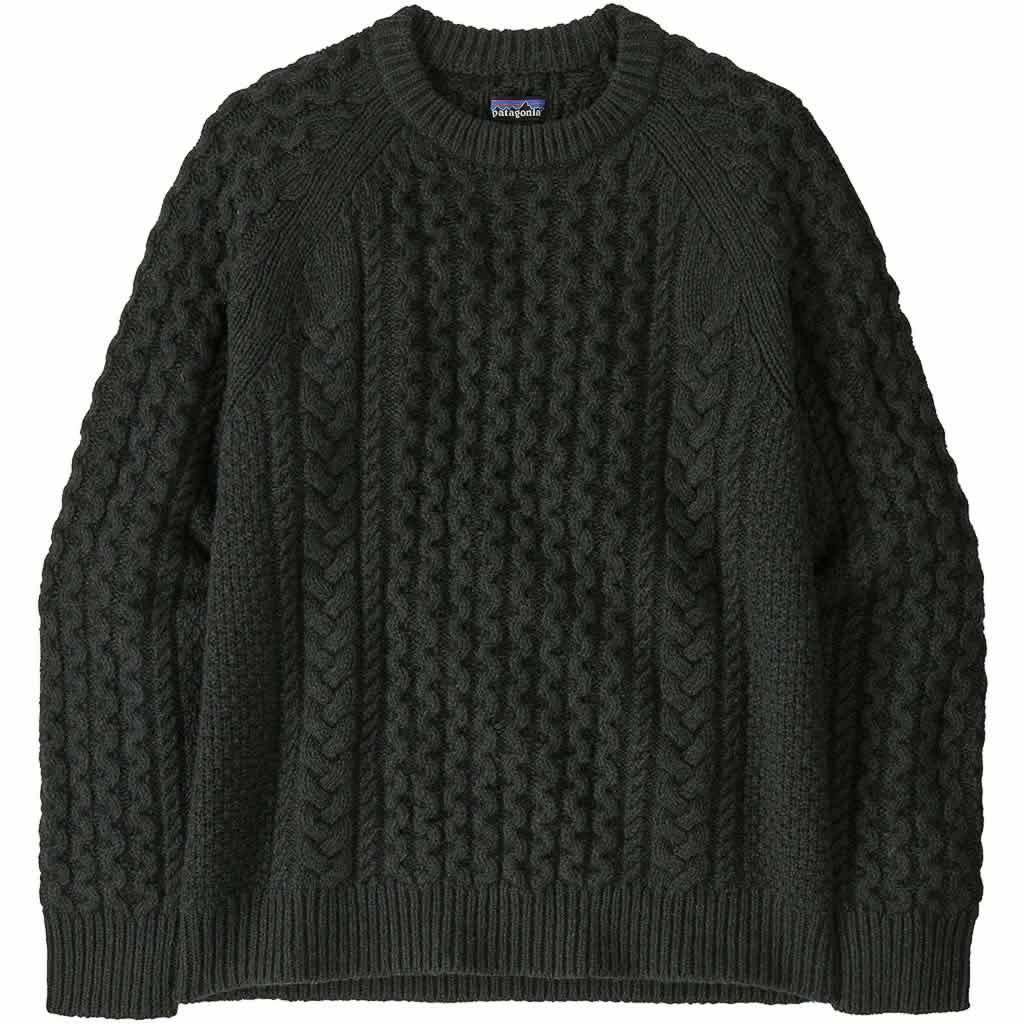 Recycled Wool-Blend Cable Knit Crewneck Sweater